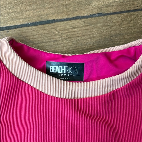 Beach riot Gwen bra top in pink tan rouge colorblock medium NWOT - Picture 3 of 5